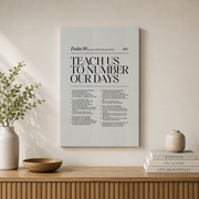 Psalm 90 Christian Wall Art, Inspirational Scripture Poster - Format: Stretched Canvas