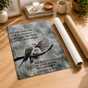 Psalm 91:4 He Will Cover You Christian Wall Art, Feather Scripture Poster - Format: Rolled Canvas