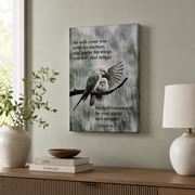 Psalm 91:4 He Will Cover You Christian Wall Art, Feather Scripture Poster - Format: Stretched Canvas