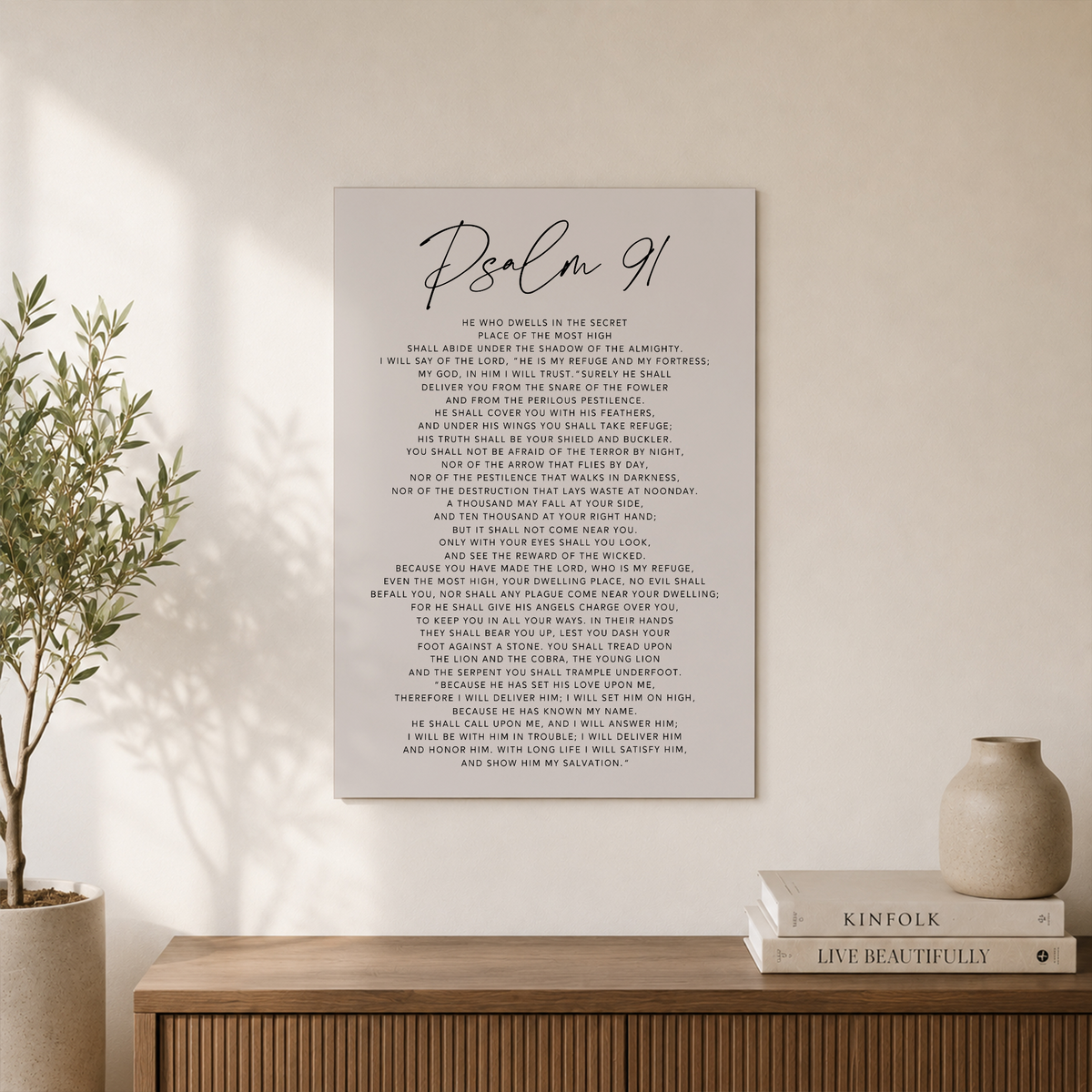 Psalm 91 Christian Wall Art, Modern Scripture Home Poster - Format: Unframed Paper Poster