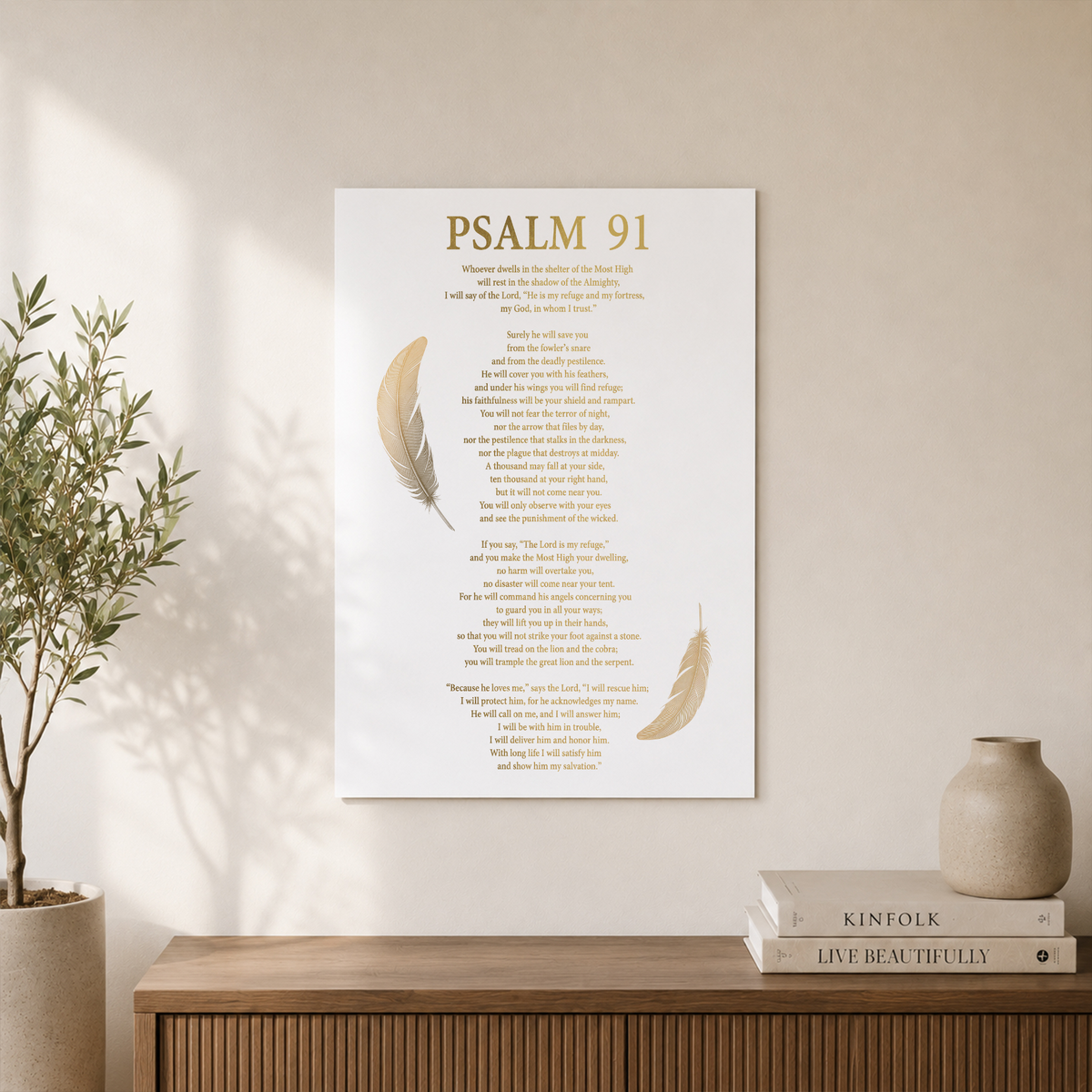 Psalm 91 Christian Wall Art, Prayer Scripture Faith Poster - Format: Unframed Paper Poster