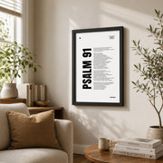 Psalm 91 Christian Wall Art, Scripture Home Decor Poster - Format: Black Framed Poster
