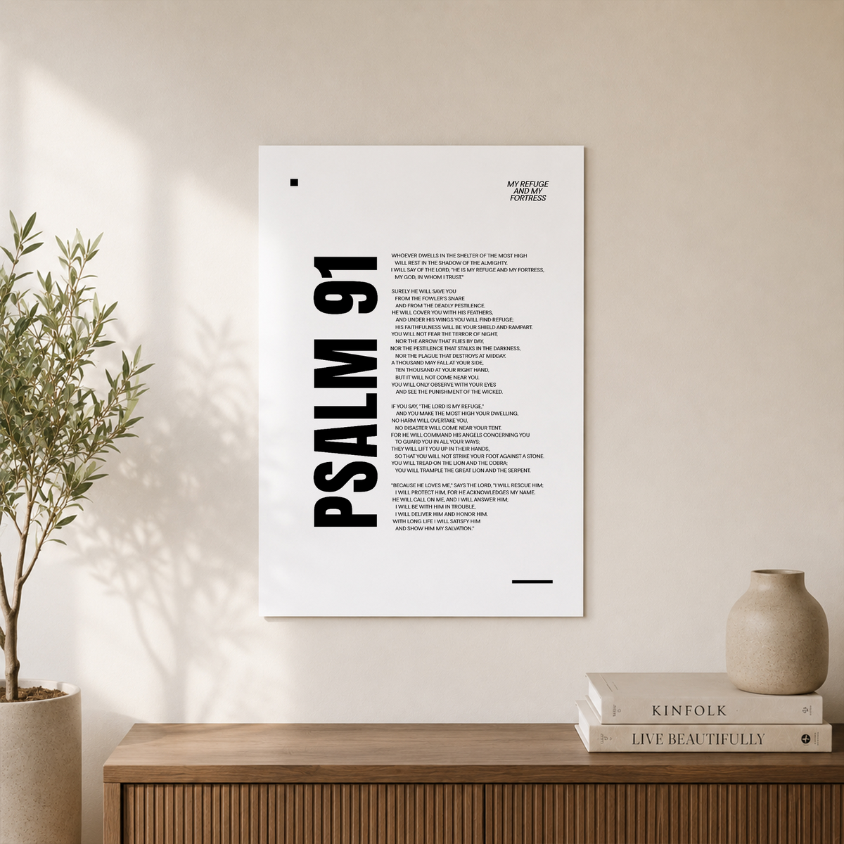 Psalm 91 Christian Wall Art, Scripture Home Decor Poster - Format: Unframed Paper Poster