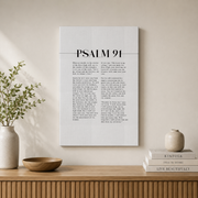 Psalm 91 He Who Dwells Christian Wall Art, Shelter Scripture Poster - Format: Stretched Canvas