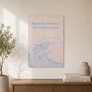 Psalm 93:4 Christian Wall Art, Mightier Than The Waves Scripture Poster - Format: Unframed Paper Poster