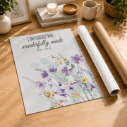 Purple Wildflower Christian Nursery Wall Art Set, Girls Scripture Prints - Format: Rolled Canvas