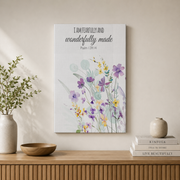 Purple Wildflower Christian Nursery Wall Art Set, Girls Scripture Prints - Format: Stretched Canvas