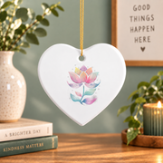 Rainbow Lotus Flower Yoga Boho Glass Ornament - Material: Heart Ceramic Ornament