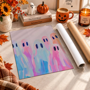 Rainbow Pastel Ghosts Painting Halloween Wall Art Cute Girly Spooky Room Decor Print - Format: Rolled Canvas