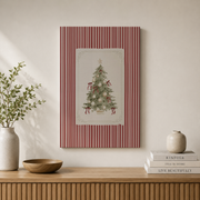 Red Christmas Tree Wall Art Holiday Poster Evergreen Pine Tree Print Christmas Decor Unframed - Format: Stretched Canvas