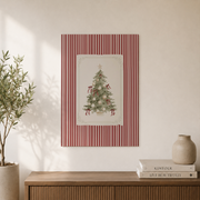 Red Christmas Tree Wall Art Holiday Poster Evergreen Pine Tree Print Christmas Decor Unframed - Format: Unframed Paper Poster