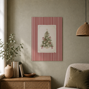 Red Christmas Tree Wall Art Holiday Poster Evergreen Pine Tree Print Christmas Decor Unframed - Format: Unframed Paper Poster