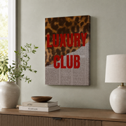 Red Fashion Leopard Wall Art Magazine Cover Poster Trendy Luxury Club Aesthetic Girly Decor - Format: Stretched Canvas