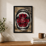 Red Leopard Wall Art Maximalist Quote Poster Black White Newspaper Print Retro Y2K Fashion Decor Poster - Format: Black Framed Poster