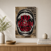 Red Leopard Wall Art Maximalist Quote Poster Black White Newspaper Print Retro Y2K Fashion Decor Poster - Format: Stretched Canvas