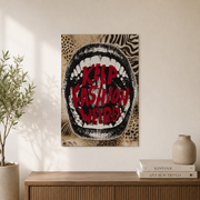 Red Leopard Wall Art Maximalist Quote Poster Black White Newspaper Print Retro Y2K Fashion Decor Poster - Format: Unframed Paper Poster