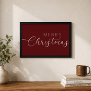 Red Merry Christmas Wall Art Elegant Holiday Typography Poster Festive Decor Unframed - Format: Black Framed Poster