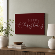 Red Merry Christmas Wall Art Elegant Holiday Typography Poster Festive Decor Unframed - Format: Stretched Canvas