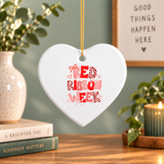 Red Ribbon Coquette Bow Awareness Gift Decoration Glass Ornament - Material: Heart Ceramic Ornament