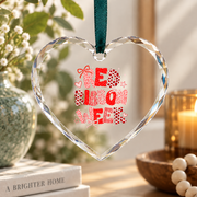 Red Ribbon Coquette Bow Awareness Gift Decoration Glass Ornament - Material: Heart Glass Ornament