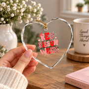 Red Ribbon Coquette Bow Awareness Gift Decoration Glass Ornament - Material: Heart Glass Ornament