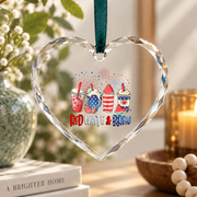 Red White Brew Iced Coffee Patriotic Summer Glass Ornament - Material: Heart Glass Ornament