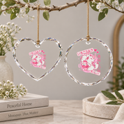 Retro 90s Japanese Kawaii Strawberry Milk Cat Glass Ornament - Material: Heart Glass Ornament