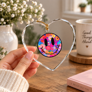 Retro Aesthetic Happy Daisy Smile Face Preppy Glass Ornament - Material: Heart Glass Ornament