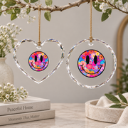 Retro Aesthetic Happy Daisy Smile Face Preppy Glass Ornament - Material: Heart Glass Ornament
