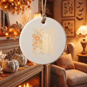 Retro Boho Christian Ghost Ornament with Spiritual Theme Glass Ornament - Material: Circle Ceramic Ornament