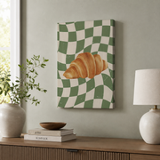 Retro Croissant Wall Art Cute Kitchen Poster Foodie Trendy Home Decor Cooking Print Unframed - Format: Stretched Canvas