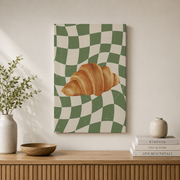 Retro Croissant Wall Art Cute Kitchen Poster Foodie Trendy Home Decor Cooking Print Unframed - Format: Stretched Canvas