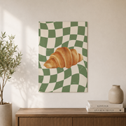 Retro Croissant Wall Art Cute Kitchen Poster Foodie Trendy Home Decor Cooking Print Unframed - Format: Unframed Paper Poster