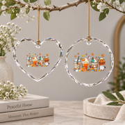 Retro Fall Coffee Dentist Tooth Hygienist Gift Glass Ornament - Material: Heart Glass Ornament