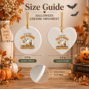 Retro Fall O Ween Ghost Ornament with Vintage Design Ceramic Ornament - Material: Heart Ceramic Ornament
