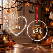 Retro Fall O Ween Ghost Ornament with Vintage Design Glass Ornament - Material: Circle Glass Ornament