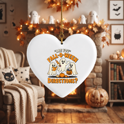 Retro Fall O Ween Ghost Ornament with Vintage Design Glass Ornament - Material: Heart Ceramic Ornament