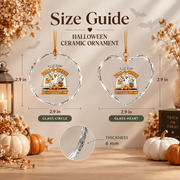 Retro Fall O Ween Ghost Ornament with Vintage Design Glass Ornament - Material: Heart Glass Ornament