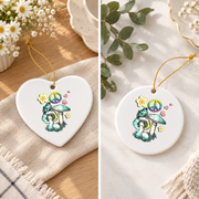 Retro Frog Hippie Peace Love Flower Design Glass Ornament - Material: Heart Ceramic Ornament