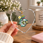 Retro Frog Hippie Peace Love Flower Design Glass Ornament - Material: Heart Glass Ornament