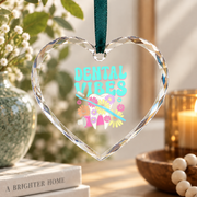 Retro Groovy Dental Vibes Dentist Hygienist Gift Glass Ornament - Material: Heart Glass Ornament