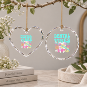 Retro Groovy Dental Vibes Dentist Hygienist Gift Glass Ornament - Material: Heart Glass Ornament