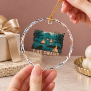 Retro National Park Camping Mountain Ceramic Ornament - Material: Circle Glass Ornament