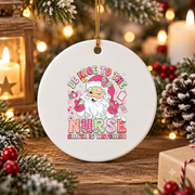 Retro Nurse Santa Christmas Glass Ornament - Material: Circle Ceramic Ornament