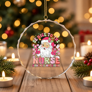 Retro Nurse Santa Christmas Glass Ornament - Material: Circle Glass Ornament
