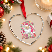 Retro Nurse Santa Christmas Glass Ornament - Material: Heart Glass Ornament