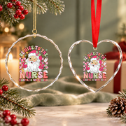 Retro Nurse Santa Christmas Glass Ornament - Material: Heart Glass Ornament