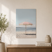 Retro Pink Beach Umbrella Wall Art Summer Coastal Poster Seaside Home Decor Poster Unframed - Format: Unframed Paper Poster