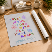 Retro Proverbs Christian Wall Art, Vintage Scripture Quote Poster - Format: Rolled Canvas