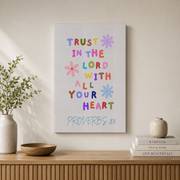 Retro Proverbs Christian Wall Art, Vintage Scripture Quote Poster - Format: Stretched Canvas